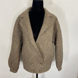 Vintage St Michael W. Germany Wool Woman 16  Coat Jacket Heavy Tweed 80s